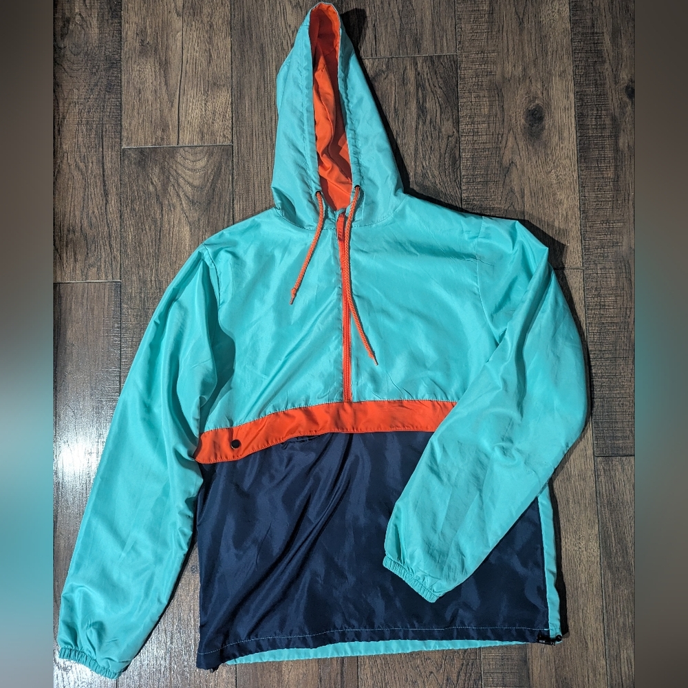 Vintage Hip Hop Windbreaker 80's 90's Black Jack Jacket L Colorblock Track Suit